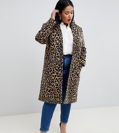 Пальто с леопардовым принтом ASOS DESIGN Curve-Мульти