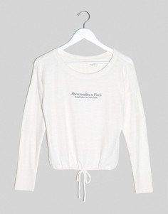 Кремовый трикотажный кроп-топ Abercrombie & Fitch-Белый