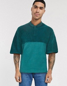 Oversized-футболка с контрастными вставками и молнией ASOS DESIGN-Зеленый