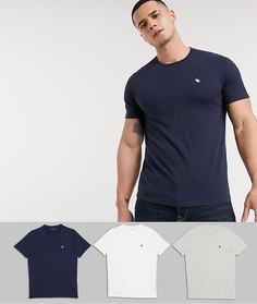 Набор из 3 футболок с круглым вырезом белого, синего и серого цвета Abercrombie & Fitch эксклюзивно на ASOS-Мульти