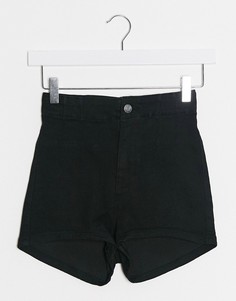 Черные эластичные шорты с завышенной талией Bershka-Черный