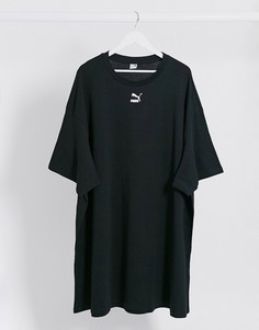 Черное платье-футболка с логотипом Puma-Черный