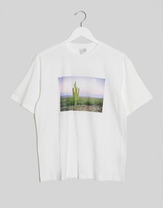 Светлая oversized-футболка из органического хлопка с пальмовым принтом & Other Stories-Белый