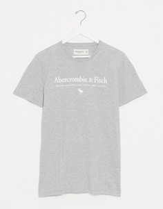 Серая футболка с логотипом на груди Abercrombie & Fitch-Серый