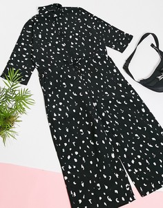Черный комбинезон с принтом Monki