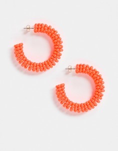 Оранжевые серьги-кольца с бусинами Monki Petra-Оранжевый