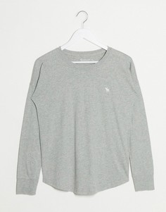 Серый лонгслив с логотипом Abercrombie & Fitch