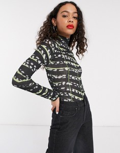 Черный топ с контрастным принтом Topshop-Мульти