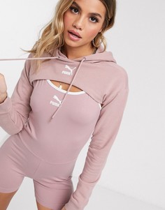 Короткий худи Puma-Розовый