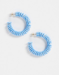 Серьги-кольца с отделкой синим бисером Monki-Синий
