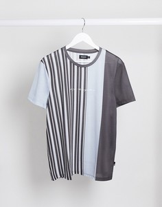 Футболка с полосками и принтом Burton Menswear-Серый