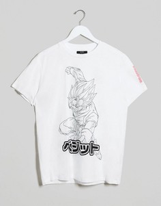 Белая футболка с принтом "Dragon Ball" на спине Bershka-Черный