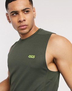 Футболка цвета хаки без рукавов с логотипом ASOS 4505-Зеленый