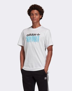 Белая футболка с надписью "sport" adidas Originals-Белый