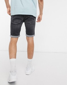 Черные джинсовые шорты скинни с потертой отделкой Jack & Jones Intelligence-Черный
