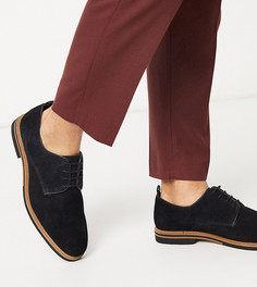Черные замшевые туфли для широкой стопы, со шнуровкой и контрастной подошвой ASOS DESIGN-Черный