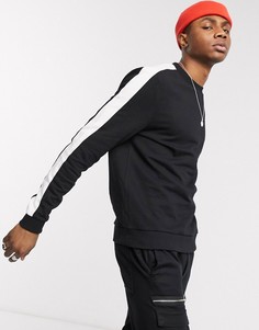 Черный свитшот с полосками ASOS DESIGN