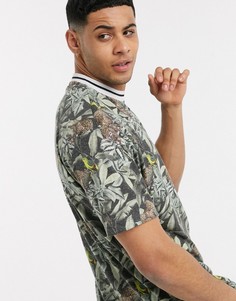 Свободная футболка с принтом и контрастной отделкой ASOS DESIGN-Мульти