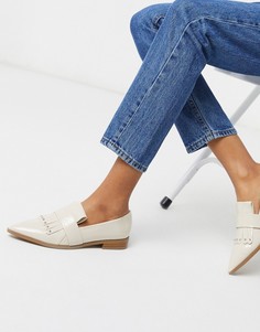 Лоферы с заклепками и бахромой ASOS DESIGN-Кремовый