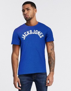 Футболка с логотипом на груди Jack & Jones-Синий