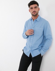 Голубая рубашка с длинными рукавами Topman-Синий