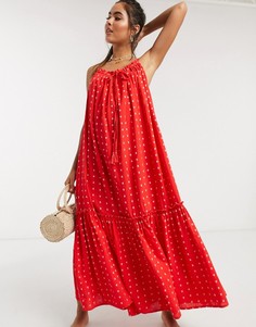Красное пляжное платье макси с высокой горловиной Accessorize-Красный