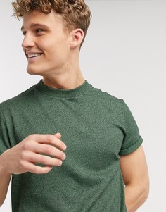 Зеленая футболка из плотного трикотажа с отворотами на рукавах ASOS DESIGN-Зеленый