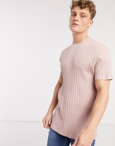 Oversized-футболка в рубчик Brave Soul-Розовый