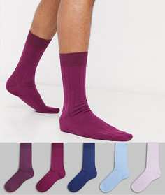 Набор из 5 пар разноцветных носков в рубчик Topman-Мульти