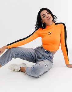 Ярко-оранжевый кроп-топ с длинными рукавами Puma