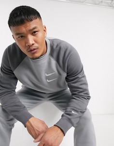 Серый свитшот с круглым вырезом и логотипом-галочкой Nike