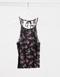 Мягкий пижамный топ на бретелях с цветочным принтом New Look-Мульти