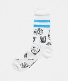 Синие спортивные носки в полоску с Бартом Симпсоном ASOS DESIGN-Белый