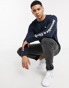 Темно-синий лонгслив с логотипом Abercrombie & Fitch Сore-Белый