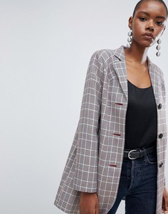 Клетчатое пальто со строчкой в стиле вестерн ASOS DESIGN-Мульти