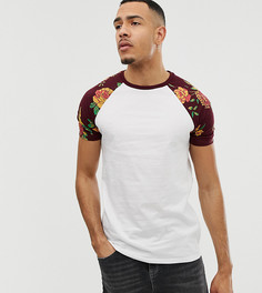 Футболка с цветочным принтом на рукавах реглан ASOS DESIGN Tall-Мульти