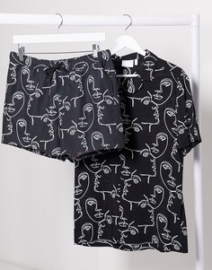 Короткие шорты для плавания с принтом от комплекта ASOS DESIGN-Черный