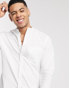 Белая узкая оксфордская рубашка с воротником на пуговице ASOS DESIGN-Белый
