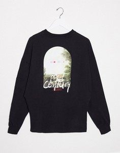 Oversized-лонгслив с карманом MA1 и фотографическим принтом на спине ASOS DESIGN-Черный