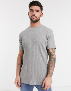 Oversized-футболка в рубчик Brave Soul-Серый