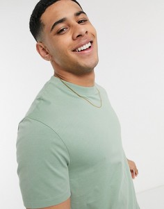 Зеленая футболка из органического хлопка с круглым вырезом ASOS DESIGN-Зеленый
