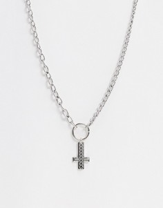 Серебристая цепочка с крестом Icon Brand-Серебряный