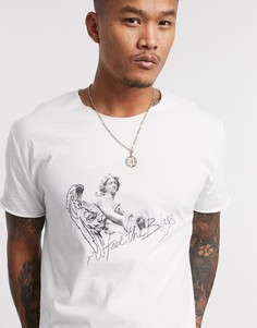 Свободная футболка из органического хлопка с вышивкой купидона ASOS DESIGN-Белый