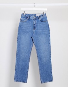 Прямые джинсы с завышенной талией ASOS DESIGN-Синий