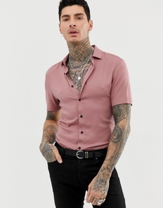 Розовая обтягивающая рубашка из вискозы ASOS DESIGN-Розовый
