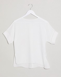 Свободная футболка цвета слоновой кости с отворотами на рукавах ASOS DESIGN-Белый