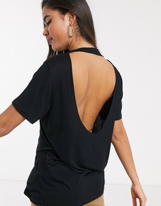 Черная футболка с открытой спиной ASOS DESIGN-Черный
