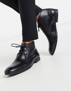 Черные кожаные ботинки-чукка ASOS DESIGN-Черный
