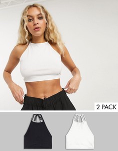Комплект из 2 топов черного и белого цвета Topshop-Черный