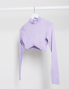 Лавандовый кроп-топ с высоким воротом и фигурным нижним краем ASOS DESIGN-Фиолетовый